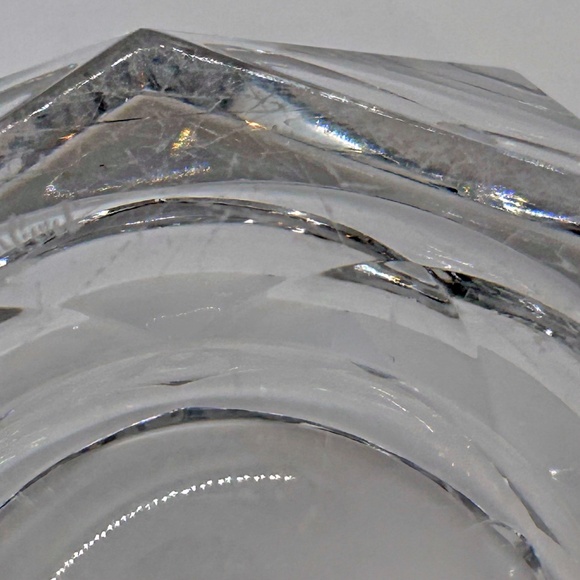 Val St Lambert Crystal Ashtray Diamond Cut Faceted - Picture 8 of 11